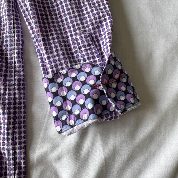 Daniel Hechter‎ Paris Men's Polka Dot Casual Dress Shirt Purple XLT Flip Cuffs - Picture 9 of 16